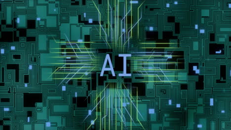 animation of network of connections with ai text over data processing