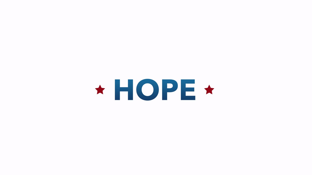 Animated closeup text Hope on holiday background