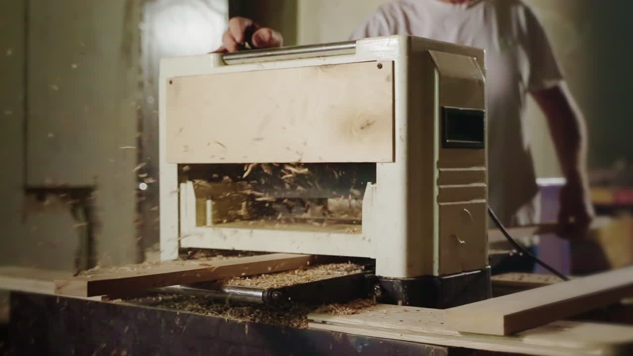 나무 가공기 를 사용 하는 사람