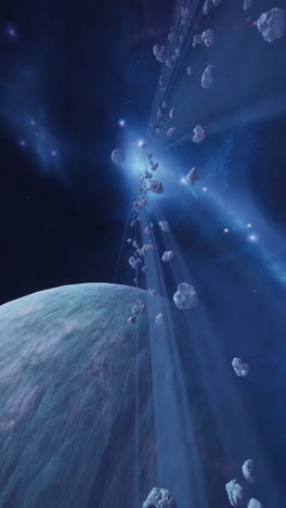 cosmic journey through asteroid field