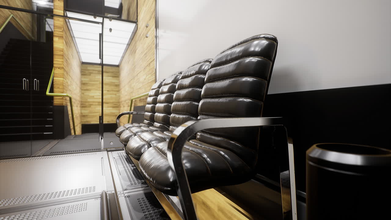 Modern seating arrangement in a minimalistic indoor space in a building