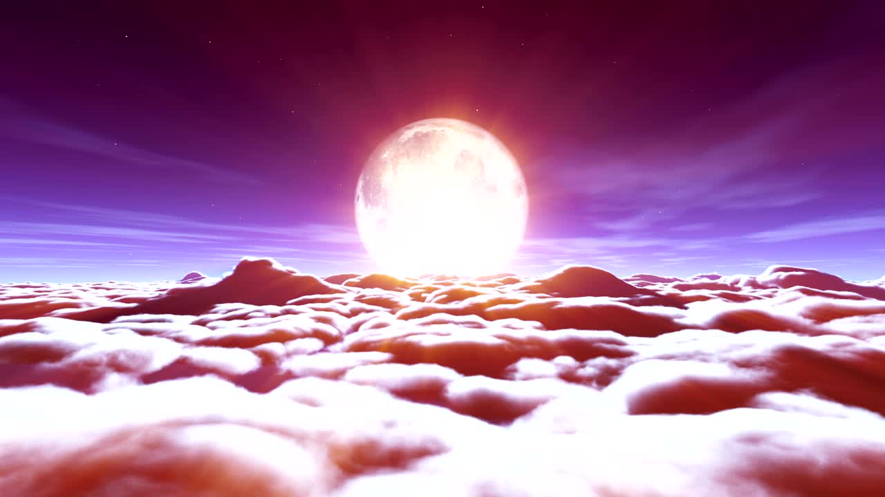 구름과 달에서 날아가는 꿈 4k