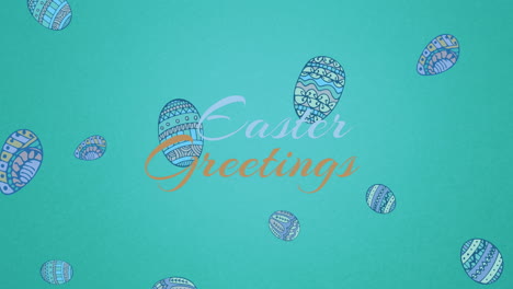animation of easter eggs and easter greetings text