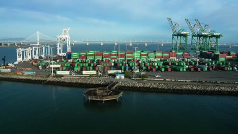 cranes along the logistics center of the bay and estuary