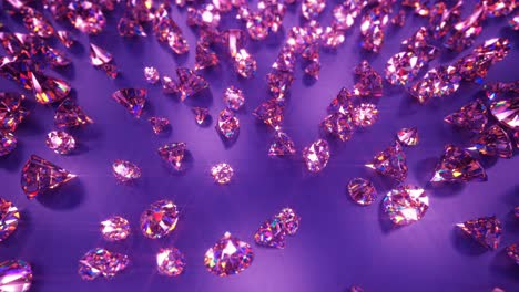 piedras preciosas de ametista púrpura esparcidas 3d render animado de bucle sin costuras