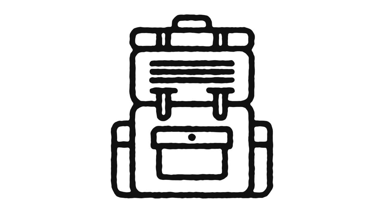Camping Backpack Icon Animation Footage & Alpha Channel