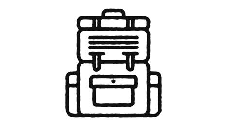 imágenes de animación del icono de la mochila de camping y canal alfa