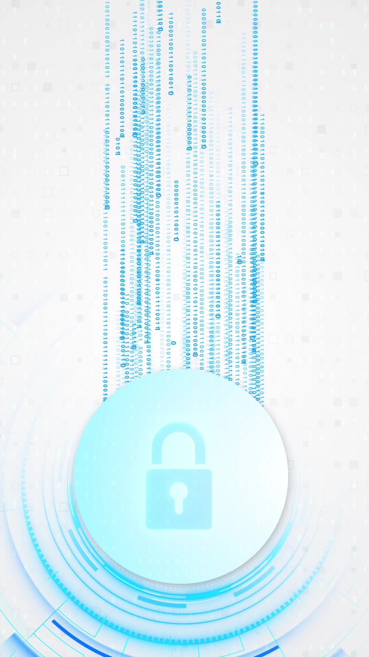 Lock icon glows cyber interface binary numbers stream a scene copy space data protection online