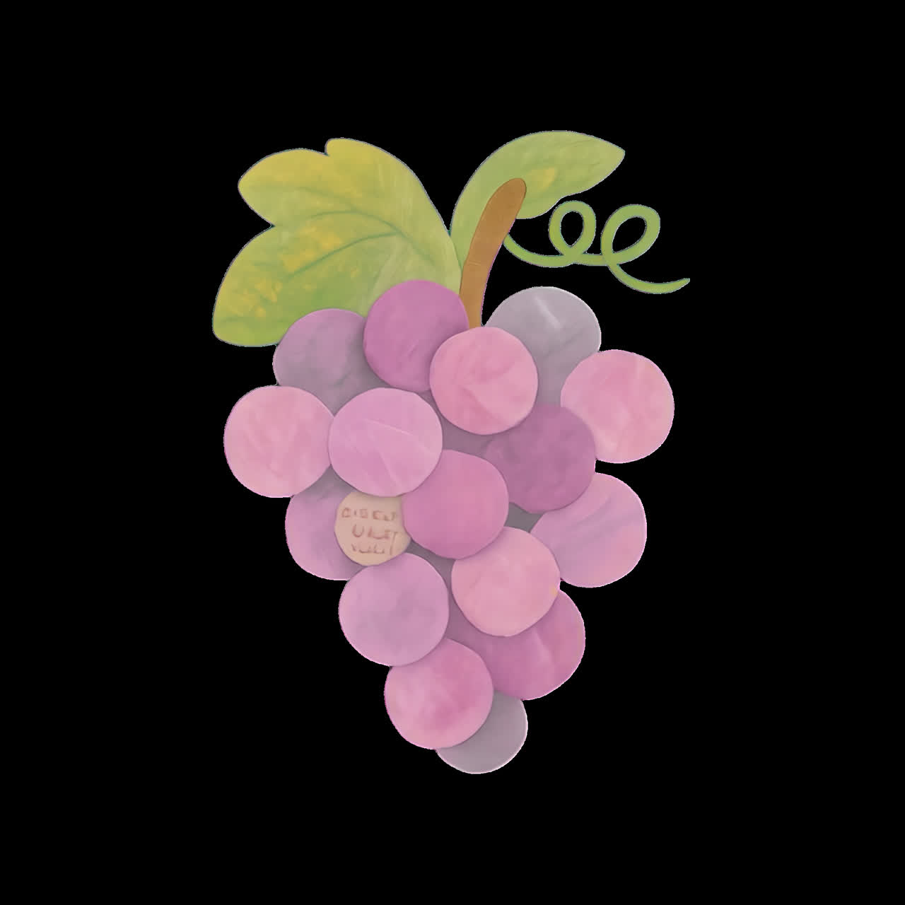 Animazione di illustrazione artistica colorata di uva come risorsa isolata, video 4K trasparente, canale alfa.