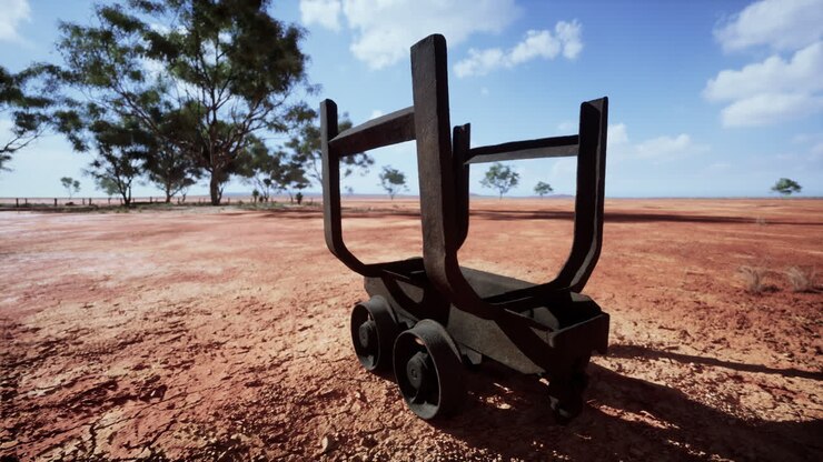 old rusted Mining cart in desert