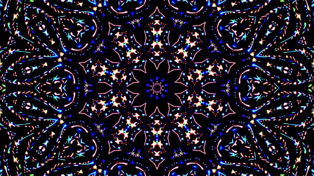 Beautiful abstract kaleidoscope that shines, a radiant light that regulates the subtle movements