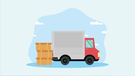 delivery truck with packages