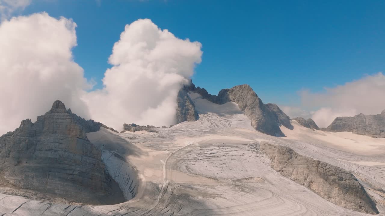 Aerial view of Austrian glacier and mountains, Dachstein