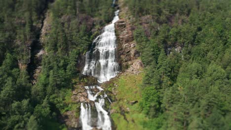 a tilt-shift video of the svandalsfossen waterfall