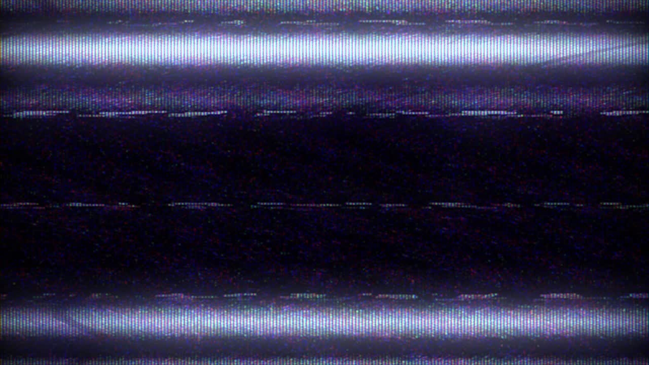 Old 90s TV overlay noise interference background loop. Analog vintage signal. VHS defects and artifacts, glitches from the old tape. Black and white offset flickering noise. Rolling bars and stripes