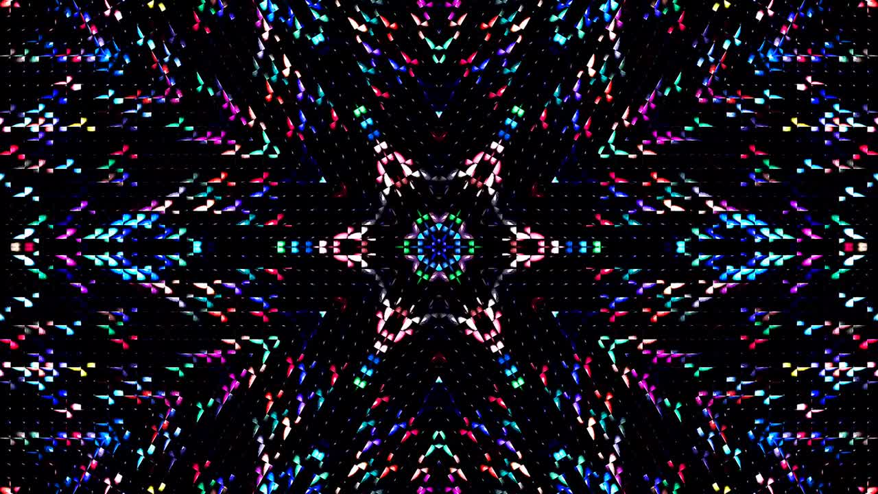 Krásný abstraktní kaleidoskop, který září, zářivé světlo, které reguluje jemné pohyby