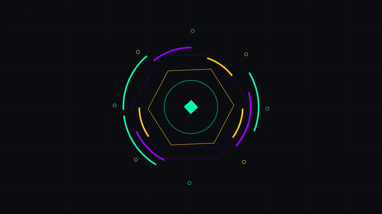 Abstract Geometric Motion Graphics with Rotating Hexagon and Circular Arcs