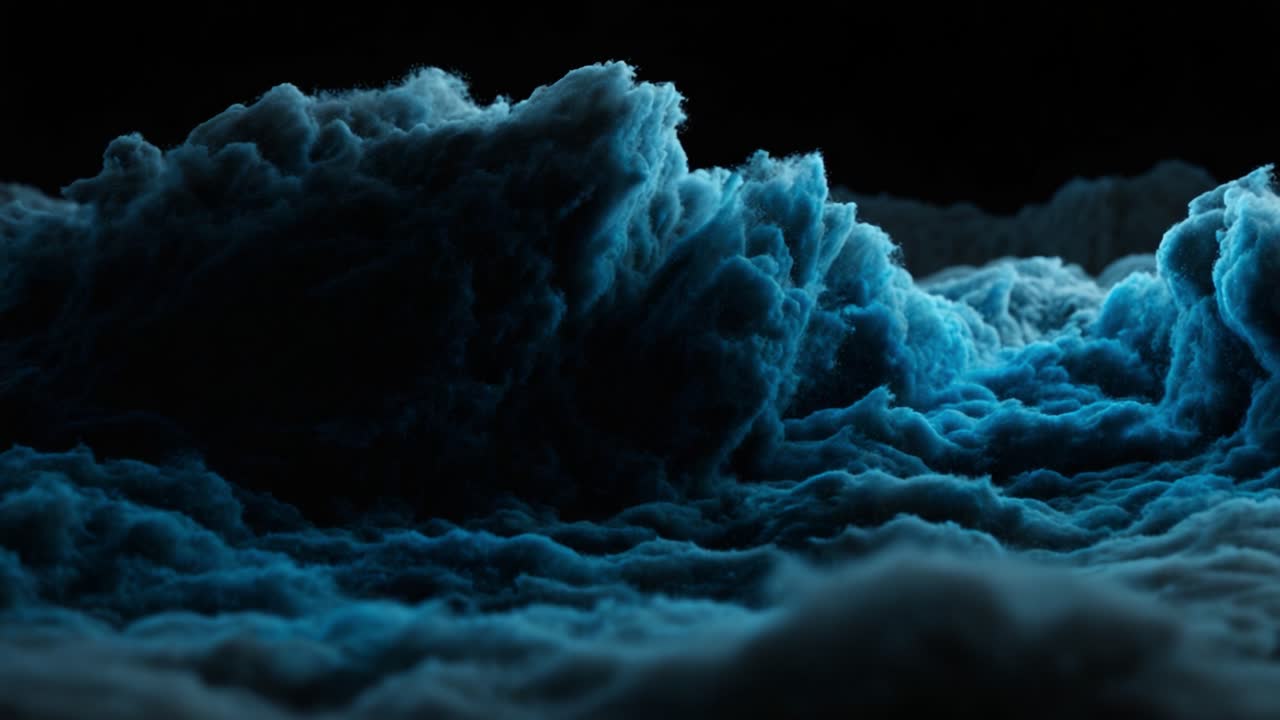 A Captivating Display of Blue Waves: This mesmerizing digital artwork showcases intricate textures and fluid dynamics, evoking the dynamic power of oceanic waves and cloud formations