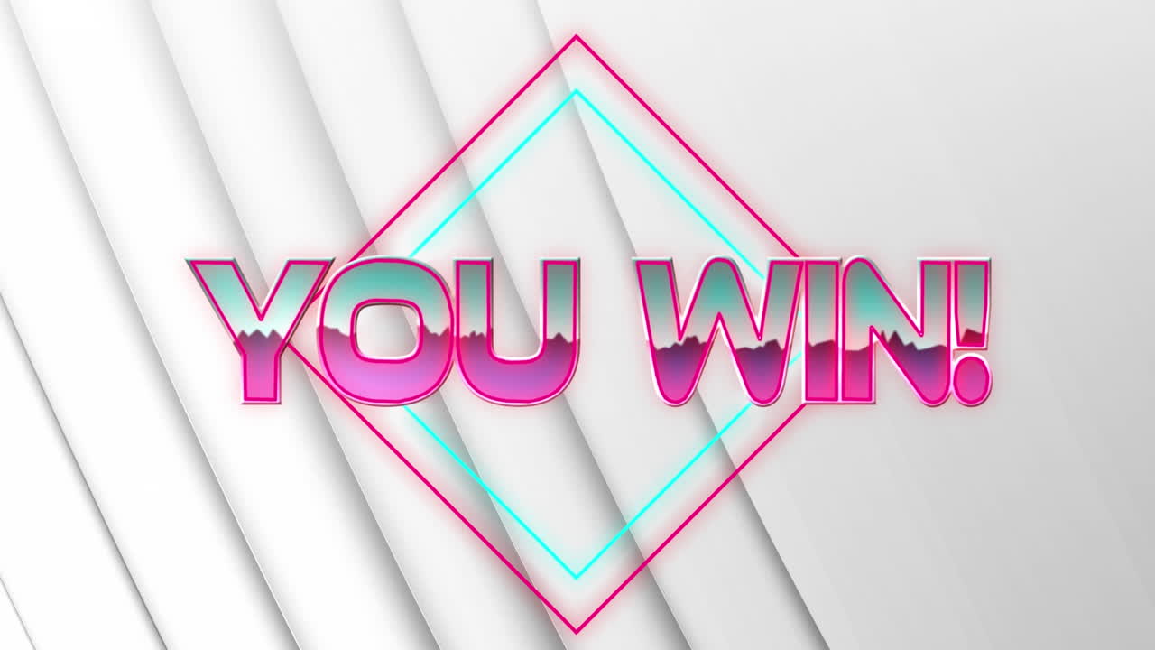 네온 선 위에 분홍색 금속 문자로 텍스트를 이기는 애니메이션