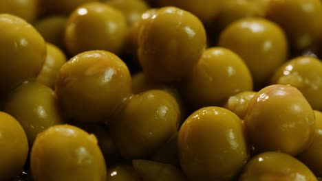close-up of canned green peas
