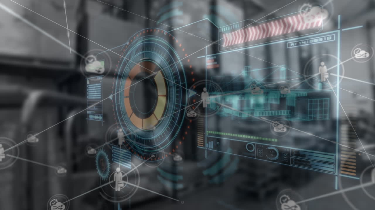 анимация обработки данных над складом