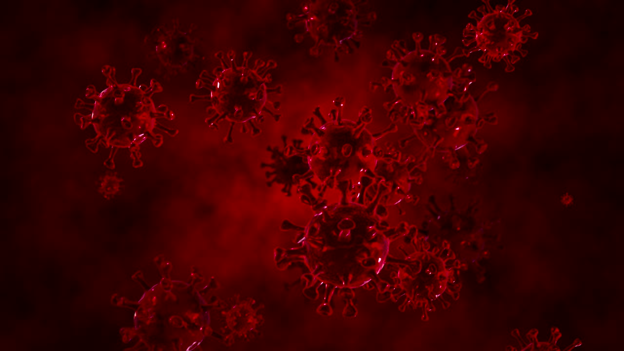 coronavirus abstracto que se mueve en la célula del virus - gráficos en movimiento (bucle)