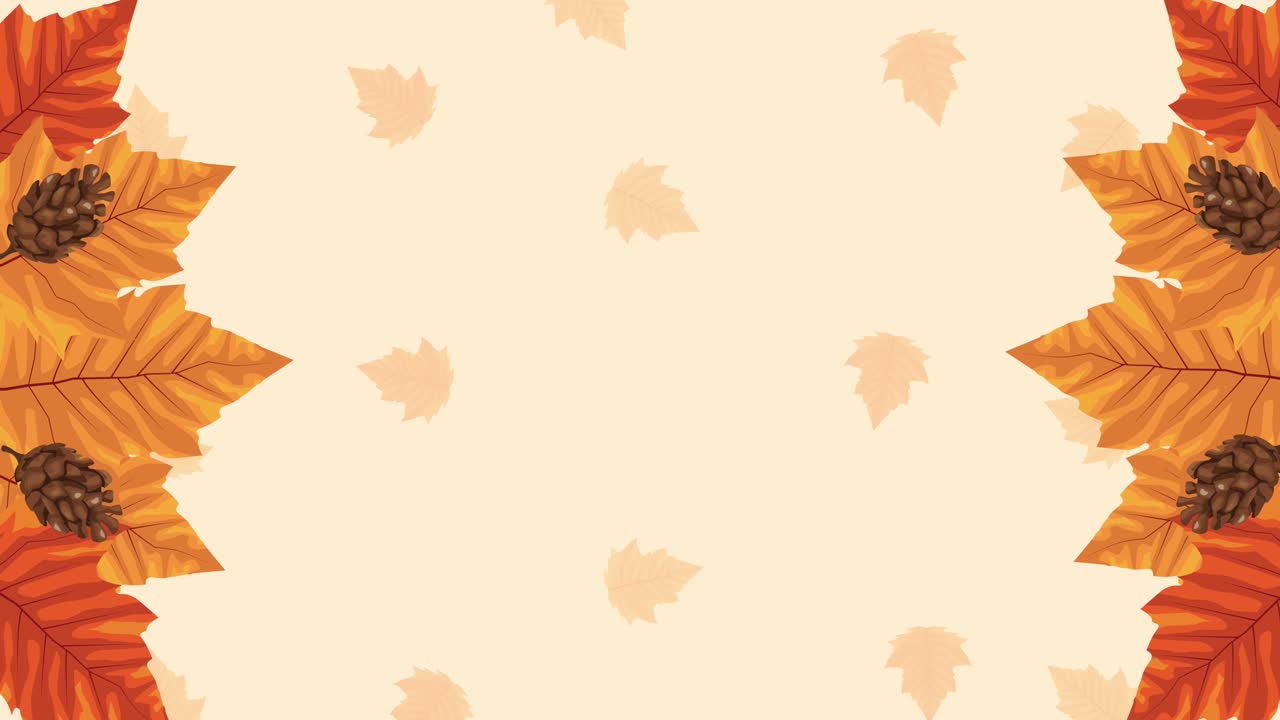 hola animación de otoño con marco de hojas