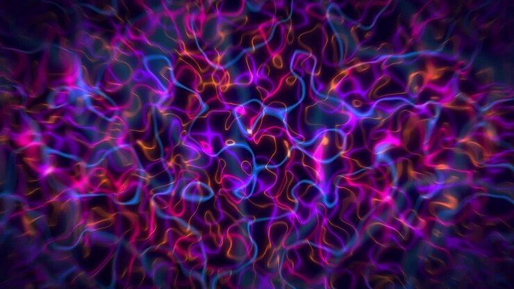 Animação de fundo em movimento com ondas vermelho-rosadas, laranjas e azuis