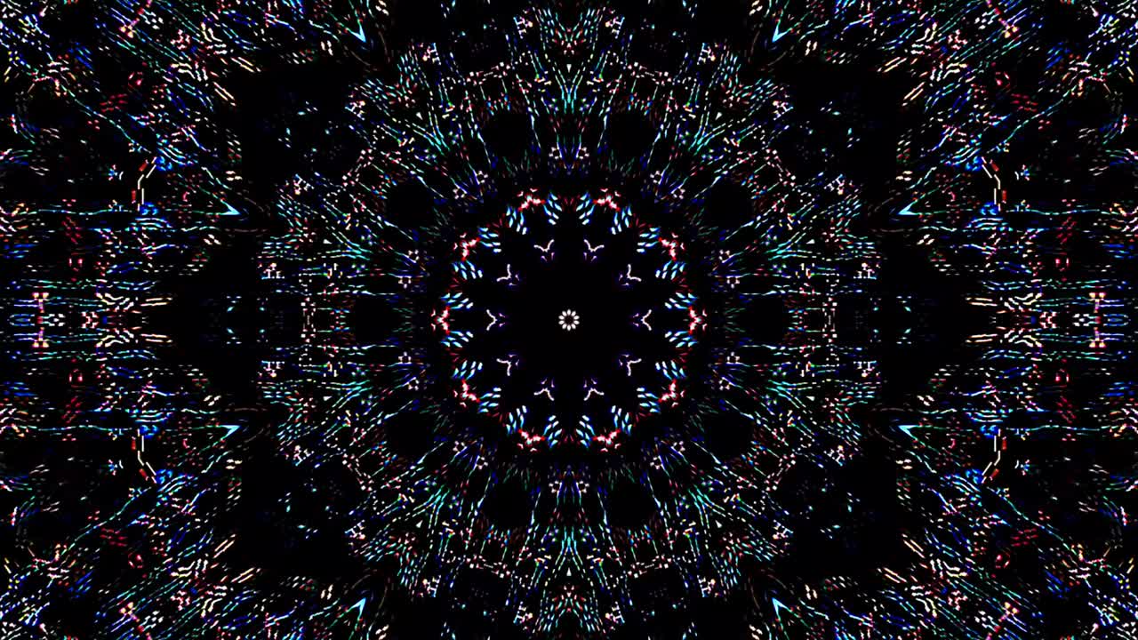 abstract lines colorful light shining round shape in center, black background