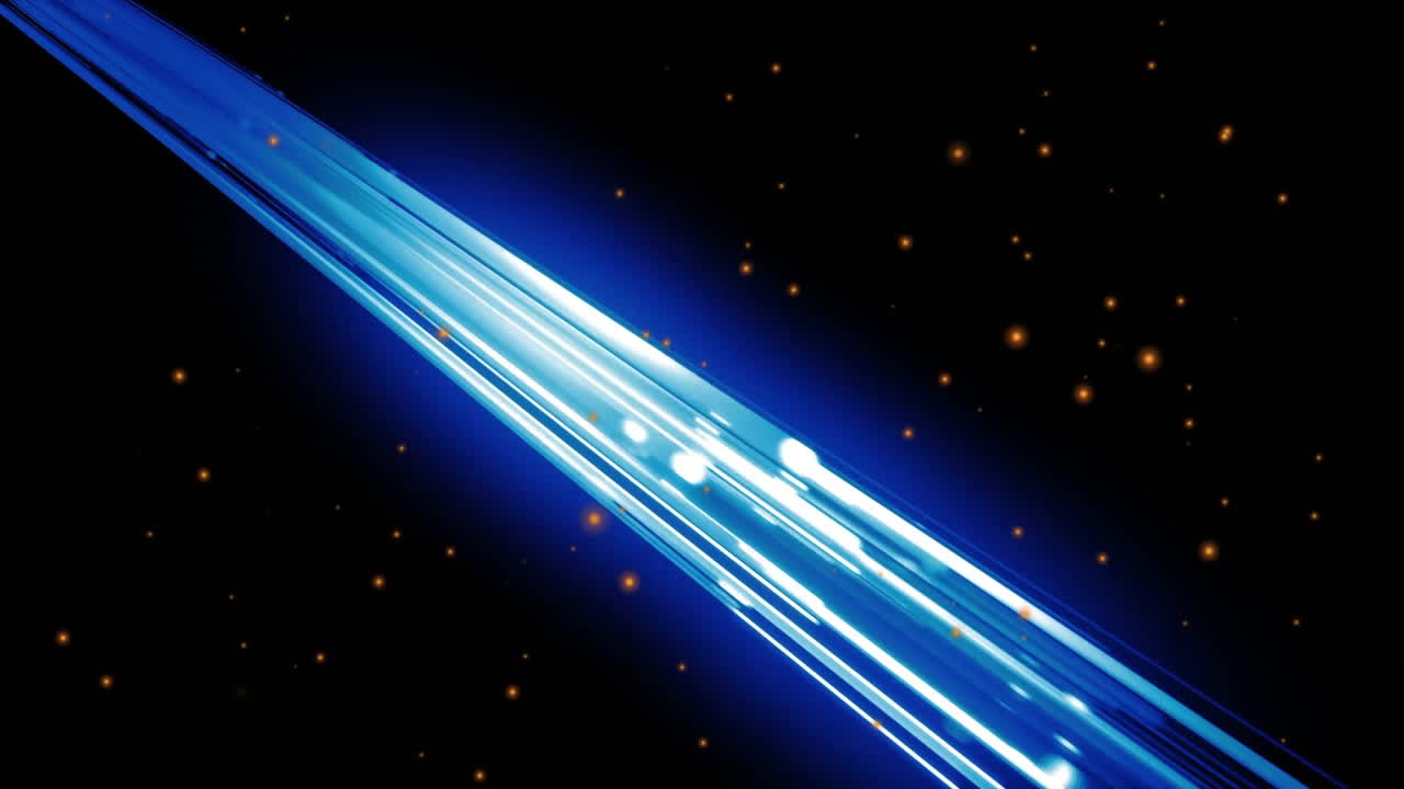 Animation of glowing light trails moving over black background
