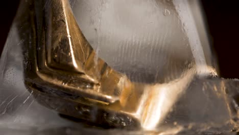 gold ring in ice