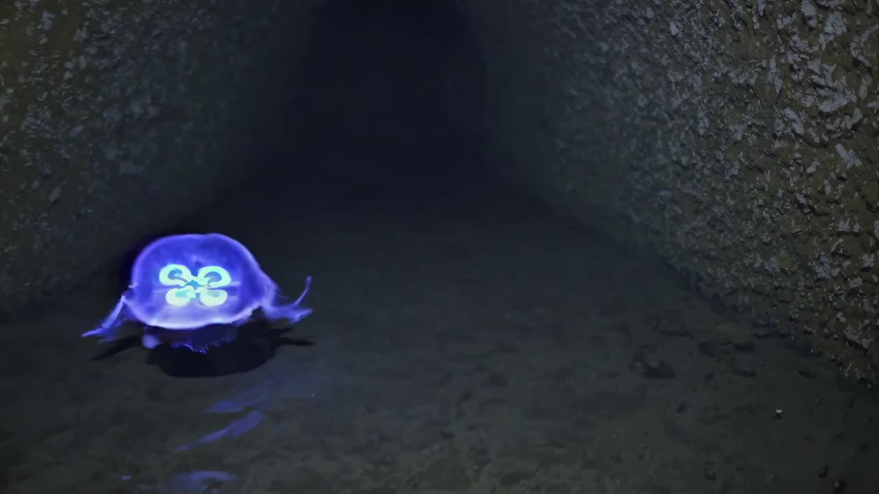 Glowing Jellyfish in a Cave