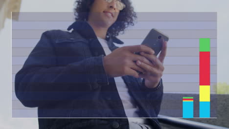 animación del procesamiento de datos sobre el hombre utilizando un teléfono inteligente