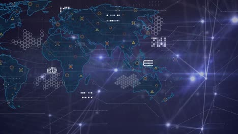 Animation-Von-Molekülen-Und-Konstellationen-über-Datenverarbeitung-Auf-Schwarzen-Und-Schwarzen-Konstellationen