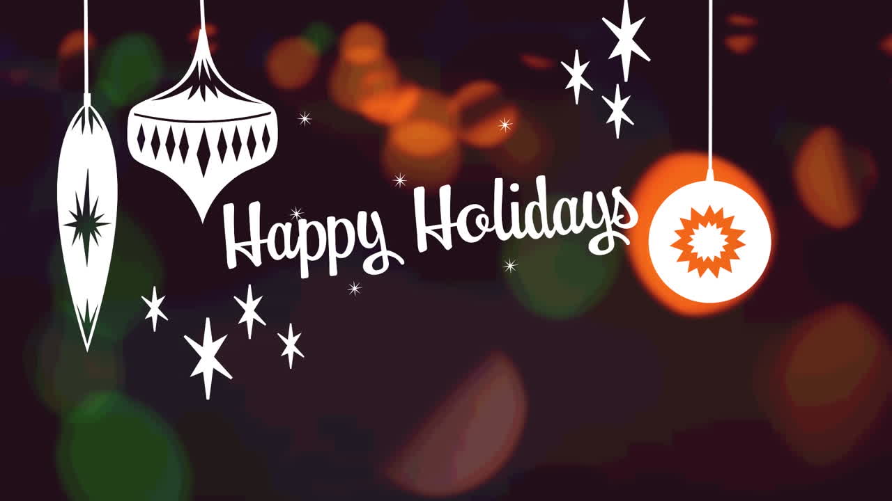 Animation of christmas greetings and baubles over christmas decorations