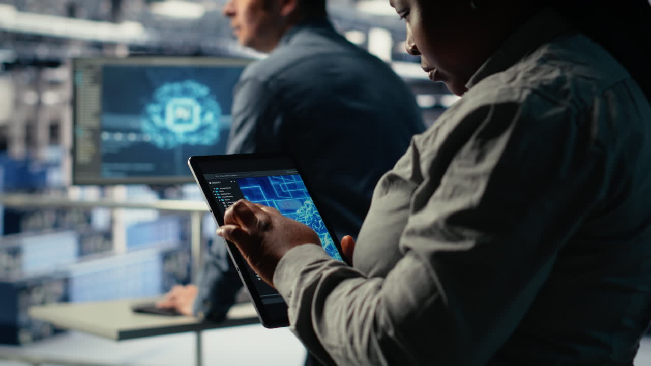 Close Up Of Data Center System Administrators Deploying Deep Learning Software