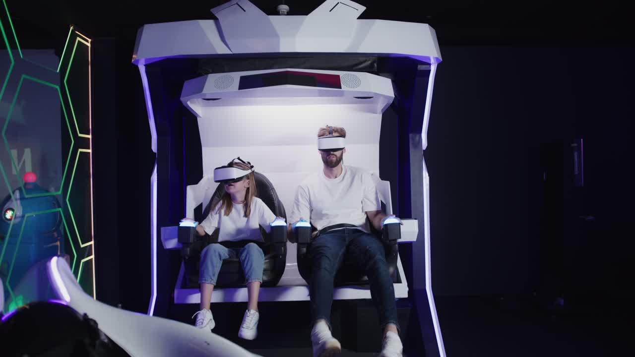 Father and Daughter Enjoying Virtual Reality Experience