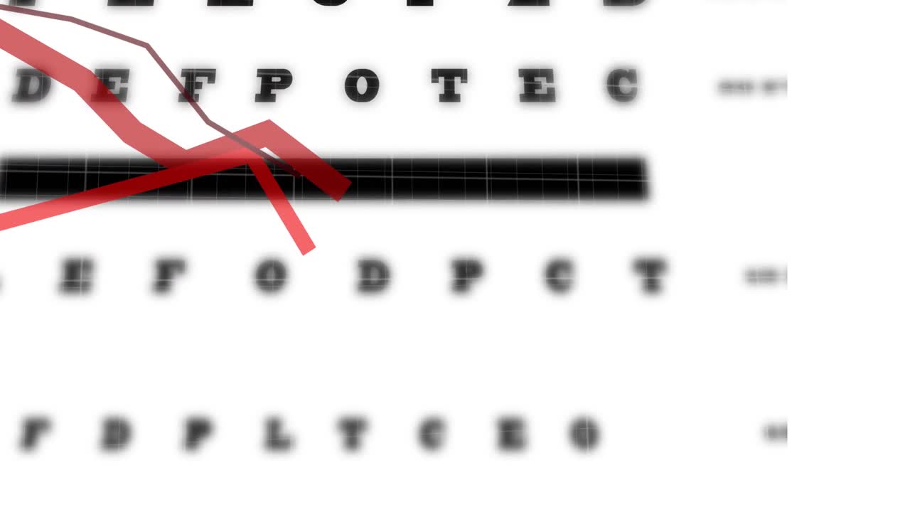 animación de líneas rojas y procesamiento de datos sobre letras