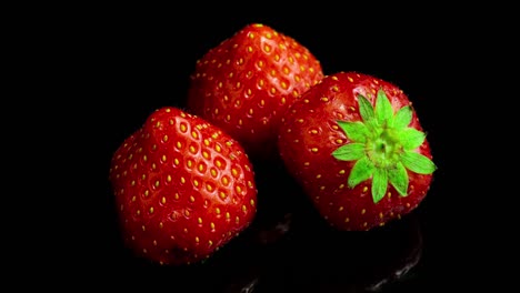 strawberry rots on a black background, time lapse, macro photography