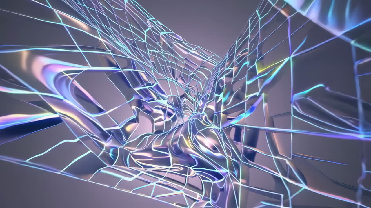 Abstract Iridescent Metallic 3D Structure