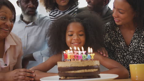 Familia-Multigeneracional-Celebrando-El-Cumpleaños-De-Sus-Nietas-En-Casa-Con-Pastel-Y-Velas