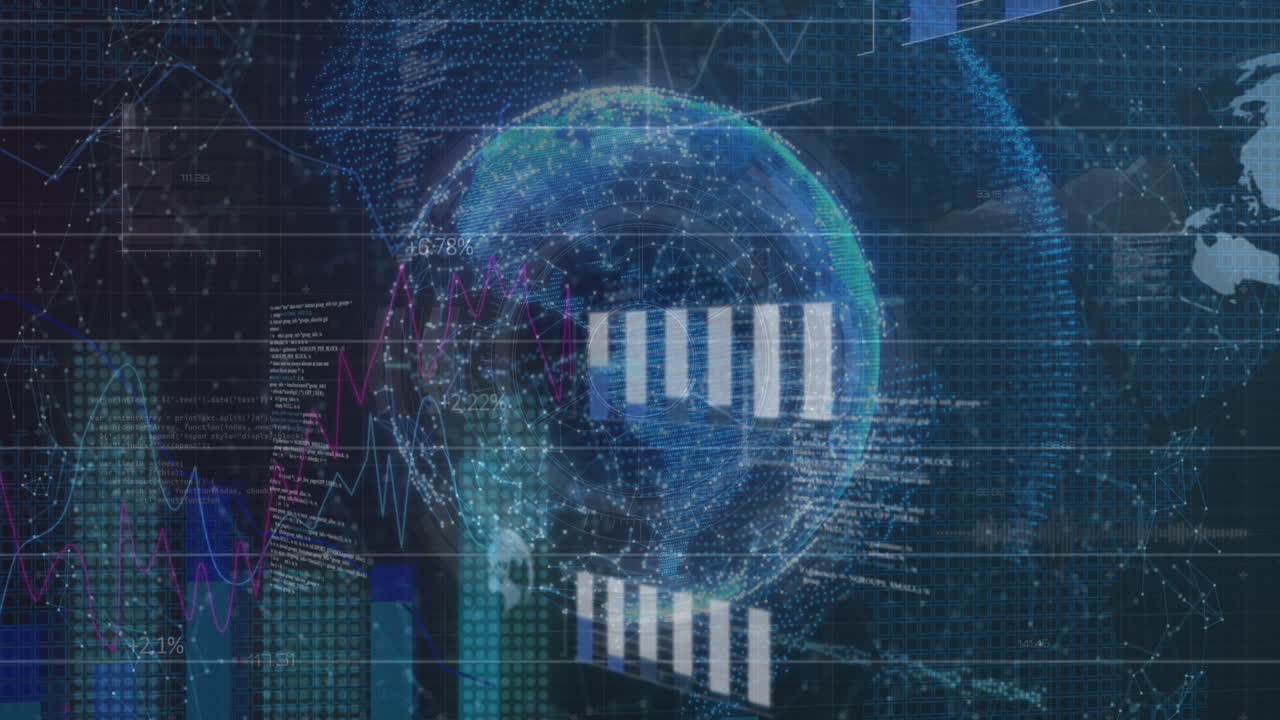Animation of data processing over globe