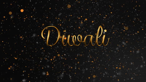 diwali text animation with golden particles on black background