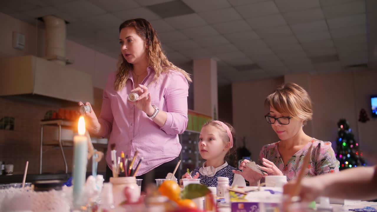 Children learning pottery and painting crafts