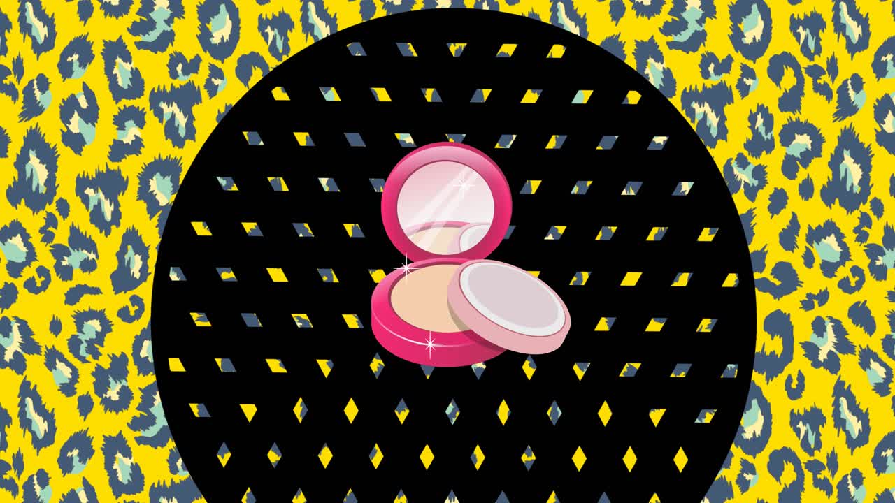 Animation of powder icon over black circle on yellow background