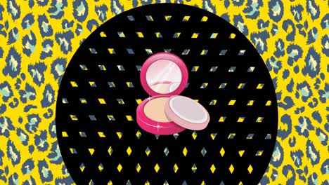 animation of powder icon over black circle on yellow background
