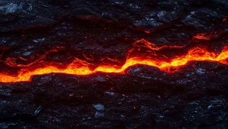 vivid glowing lava flow in volcanic rock: a captivating display of nature's power and beauty captured in two distinct frames