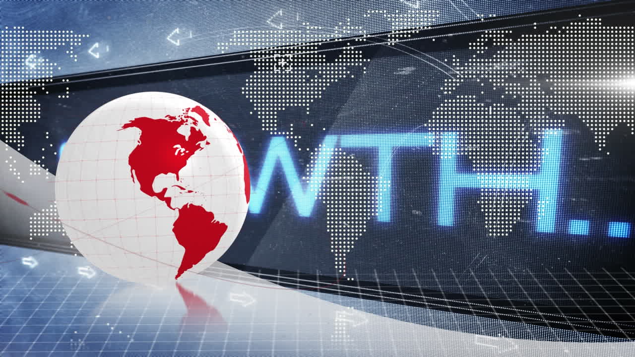 animación del globo y el mapa del mundo sobre fondo azul