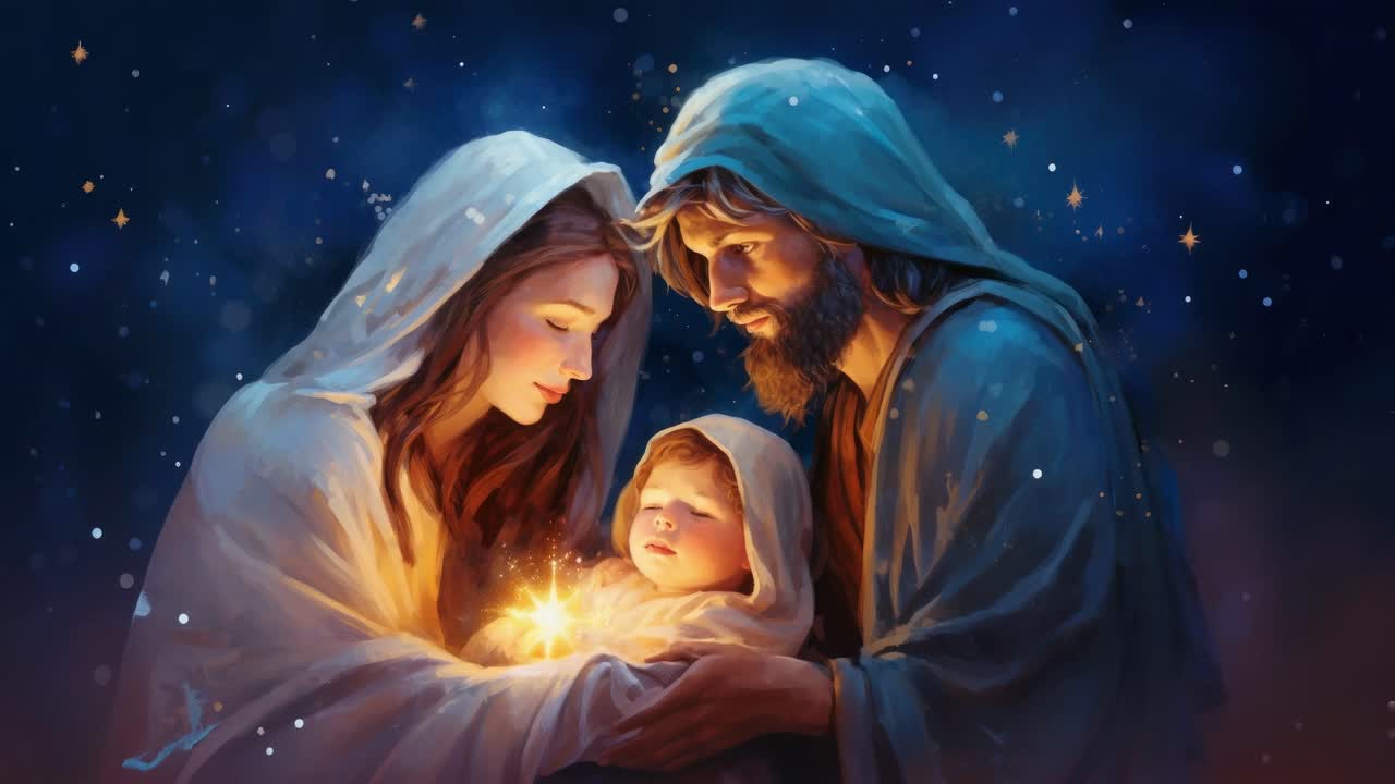Uma cena familiar serena e iluminada em um estilo de pintura digital, capturada de um ângulo frontal