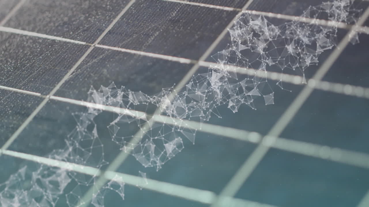 파란색 배경에 그리드 위에 있는 dna 줄무의 애니메이션